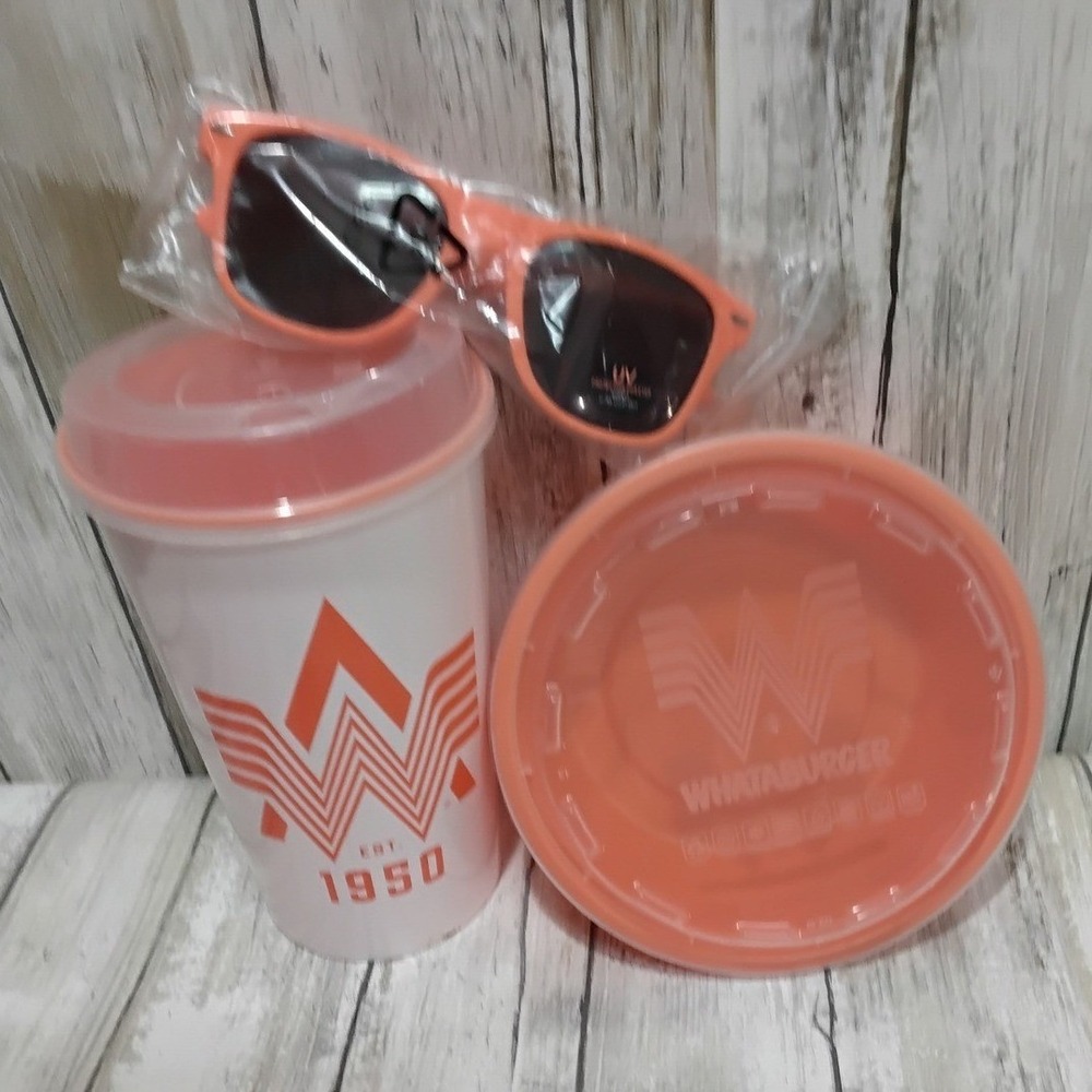 Whataburger Orange Cup Bowl Sunglasses 75th Anniversary Collectible Set‎ - Picture 5 of 7